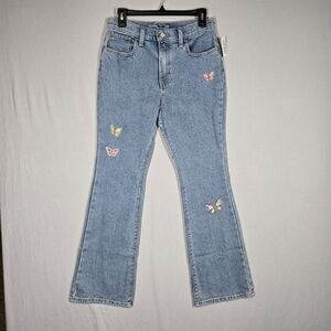 New Old Navy Girls 18 High Rise Flare Jean Butterfly Details